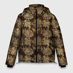 Куртка зимняя мужская Ретро узоры - паттерн цветы, цвет: 3D-красный
