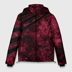Куртка зимняя мужская Мраморный бордовый текстурированный узор, цвет: 3D-красный