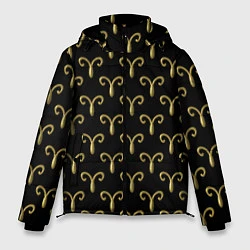 Куртка зимняя мужская Золотой овен на черном фоне Паттерн, цвет: 3D-черный
