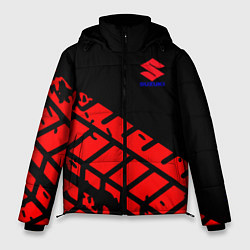 Куртка зимняя мужская SUZUKI следы шин, цвет: 3D-красный