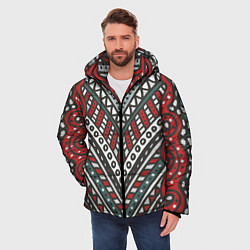 Куртка зимняя мужская Узор абстракция Рисунок от руки в стиле дудл Красн, цвет: 3D-красный — фото 2