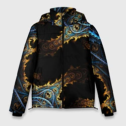 Куртка зимняя мужская Огненные фракталы 3d, цвет: 3D-черный