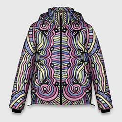 Куртка зимняя мужская Абстракция разноцветная Калейдоскоп Фиолетовый, зе, цвет: 3D-светло-серый