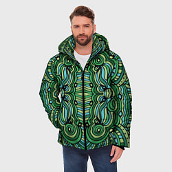 Куртка зимняя мужская Абстракция Калейдоскоп Зеленый, голубой и черный ц, цвет: 3D-светло-серый — фото 2