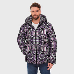 Куртка зимняя мужская Абстракция Разноцветный калейдоскоп Фиолетовый, че, цвет: 3D-светло-серый — фото 2