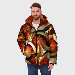 Куртка зимняя мужская Абстрактные цифровые спирали, цвет: 3D-красный — фото 2