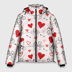 Куртка зимняя мужская Романтические сердечки, цвет: 3D-светло-серый