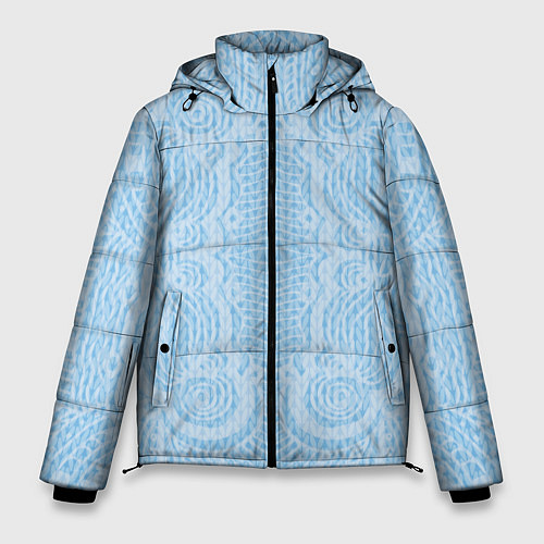 Мужская зимняя куртка Вязаный светлый узор, абстракция Нежный голубой цв / 3D-Черный – фото 1