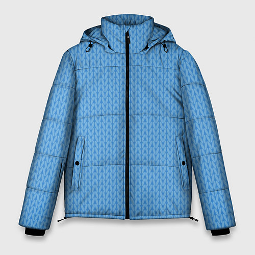 Мужская зимняя куртка Вязаный узор голубого цвета / 3D-Черный – фото 1