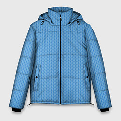 Куртка зимняя мужская Вязаный узор голубого цвета, цвет: 3D-черный