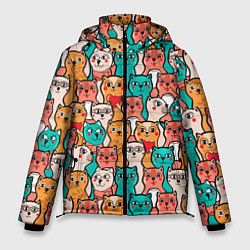 Куртка зимняя мужская Милые Разноцветные Котики, цвет: 3D-красный