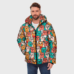 Куртка зимняя мужская Милые Разноцветные Котики, цвет: 3D-красный — фото 2