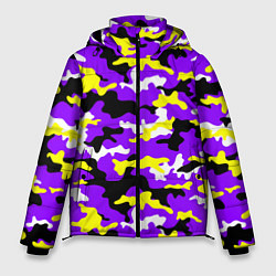 Куртка зимняя мужская Камуфляж Фиолетово-Жёлтый, цвет: 3D-черный