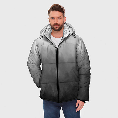 Мужская зимняя куртка Темный лес - туман / 3D-Светло-серый – фото 3