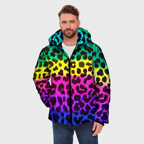 Мужская зимняя куртка Leopard Pattern Neon / 3D-Светло-серый – фото 3