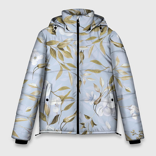 Мужская зимняя куртка Цветы Золотые Листья / 3D-Светло-серый – фото 1
