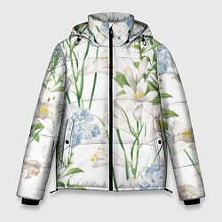 Куртка зимняя мужская Цветы Утонченные и Яркие, цвет: 3D-светло-серый