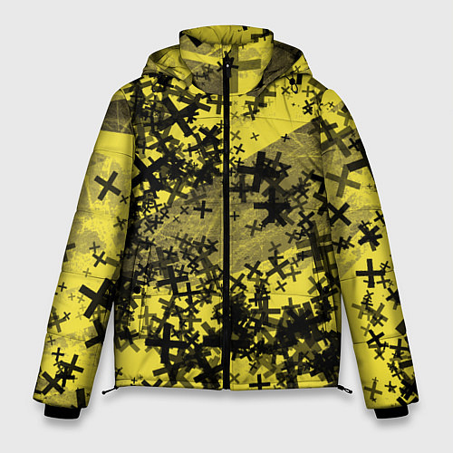 Мужская зимняя куртка Кресты и хаос На желтом Коллекция Get inspired! Fl / 3D-Черный – фото 1