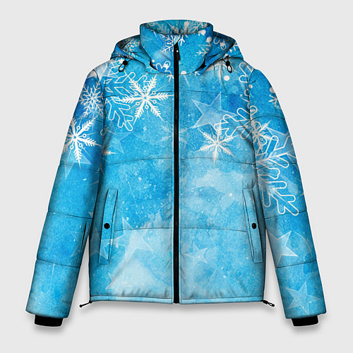 Мужская зимняя куртка Новогодние снежинки / 3D-Красный – фото 1
