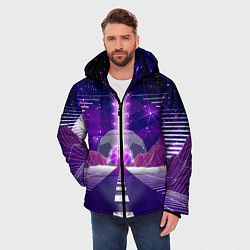 Куртка зимняя мужская Vaporwave Neon Space, цвет: 3D-светло-серый — фото 2