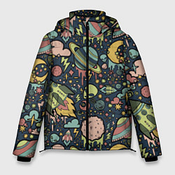 Куртка зимняя мужская Космос планеты, цвет: 3D-светло-серый