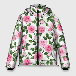 Куртка зимняя мужская Распустившиеся розы, цвет: 3D-красный