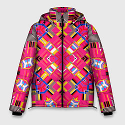 Куртка зимняя мужская Розовый абстрактный современный узор, цвет: 3D-черный