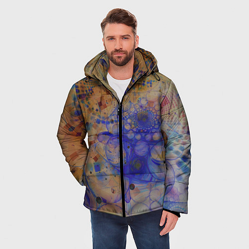 Мужская зимняя куртка Круги, фракталы / 3D-Светло-серый – фото 3