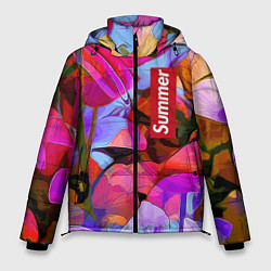 Куртка зимняя мужская Красочный летний цветочный паттерн Summer color pa, цвет: 3D-красный