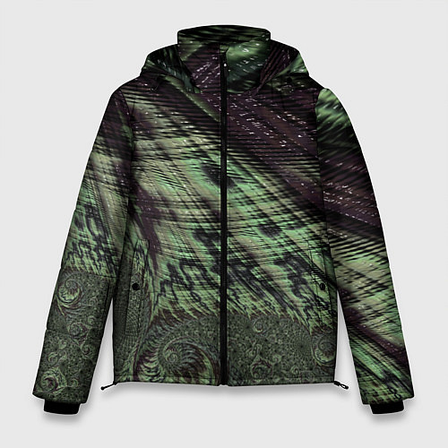 Мужская зимняя куртка Камуфляжный змеиный фрактал / 3D-Светло-серый – фото 1