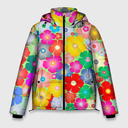 Куртка зимняя мужская Цветочки фон, цвет: 3D-светло-серый
