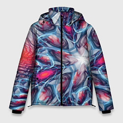 Куртка зимняя мужская Абстрактный экспрессивный красочный паттерн Abstra, цвет: 3D-красный