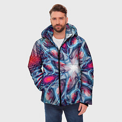 Куртка зимняя мужская Абстрактный экспрессивный красочный паттерн Abstra, цвет: 3D-красный — фото 2