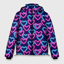 Куртка зимняя мужская Неоновые сердца, паттерн, цвет: 3D-светло-серый