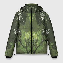 Мужская зимняя куртка Абстрактный,графический рисунок зеленого цвета