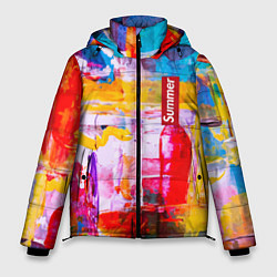 Куртка зимняя мужская Импрессионизм Лето Абстракция Impressionism Summer, цвет: 3D-черный