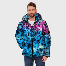 Куртка зимняя мужская Хаос из букв, цвет: 3D-черный — фото 2