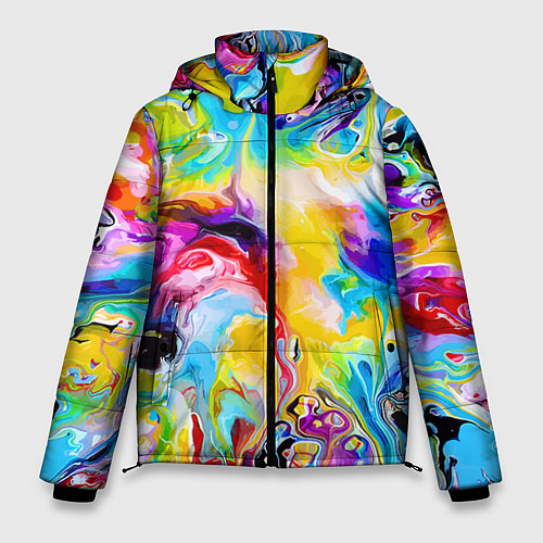 Мужская зимняя куртка Неоновые всплески красок Лето Neon splashes of col / 3D-Черный – фото 1