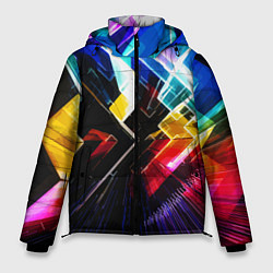 Куртка зимняя мужская Неоновая молния Абстракция Neon Lightning Abstract, цвет: 3D-красный