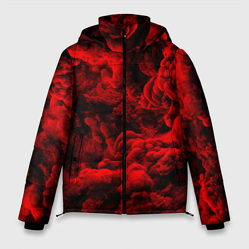 Мужская зимняя куртка Красный дым Red Smoke Красные облака / 3D-Красный – фото 1