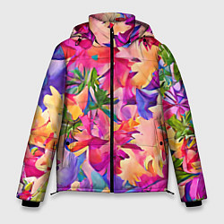 Куртка зимняя мужская Цветочные бутоны, цвет: 3D-черный