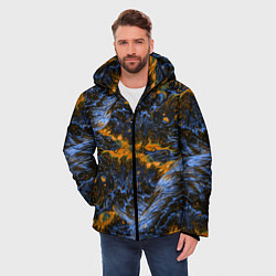 Куртка зимняя мужская Оранжево-Синяя Вулканическая Лава, цвет: 3D-черный — фото 2