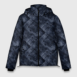 Куртка зимняя мужская Темный серо-синий узор деревянного паркета, цвет: 3D-красный