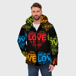 Куртка зимняя мужская Love, Amor, Любовь - Неон версия, цвет: 3D-черный — фото 2