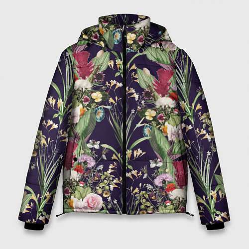 Мужская зимняя куртка Цветы В Букетах / 3D-Черный – фото 1