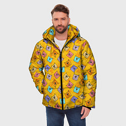 Куртка зимняя мужская Цветные котики и лапки, цвет: 3D-светло-серый — фото 2
