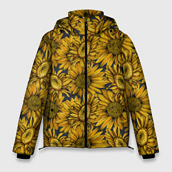Куртка зимняя мужская Цветы Подсолнечники, цвет: 3D-светло-серый