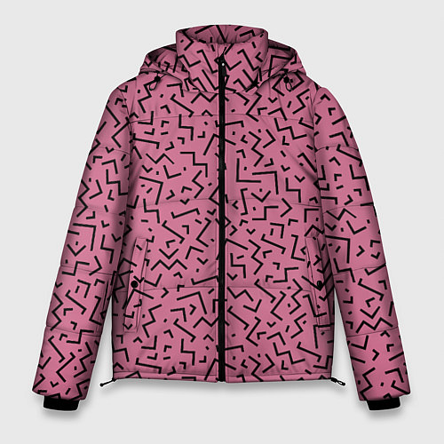 Мужская зимняя куртка Минималистический паттерн на розовом фоне / 3D-Черный – фото 1