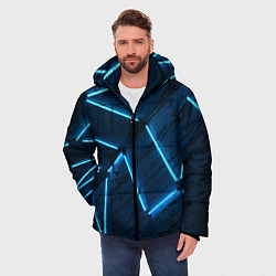 Куртка зимняя мужская Неоновые лампы и кирпичный эффект - Голубой, цвет: 3D-красный — фото 2