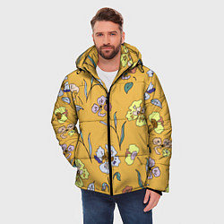 Куртка зимняя мужская Цветы Нарисованные На Золотом Фоне, цвет: 3D-светло-серый — фото 2